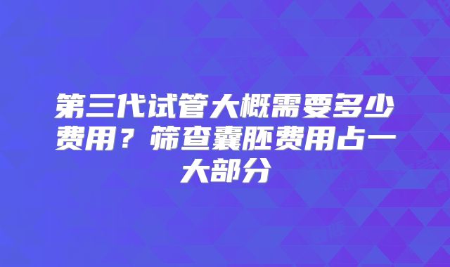 第三代试管大概需要多少费用？筛查囊胚费用占一大部分