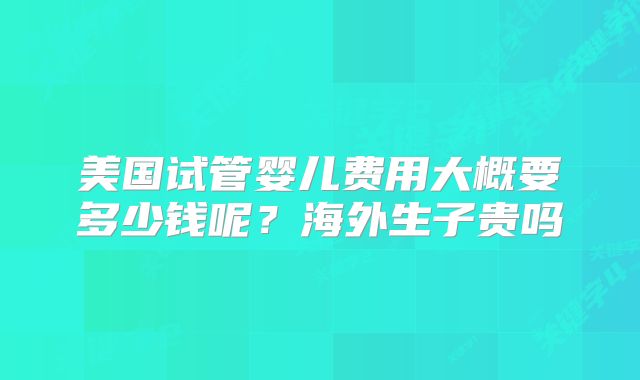美国试管婴儿费用大概要多少钱呢？海外生子贵吗
