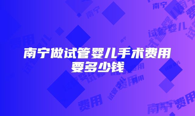 南宁做试管婴儿手术费用要多少钱