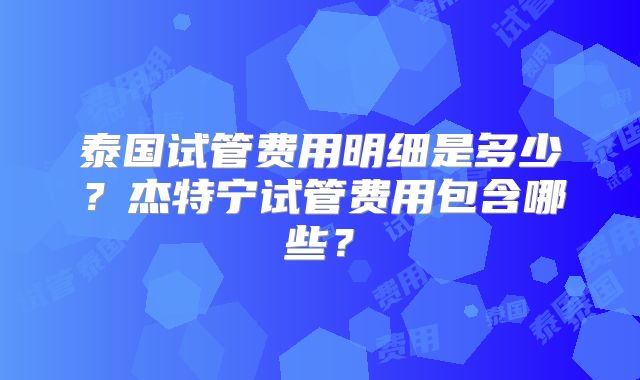 泰国试管费用明细是多少？杰特宁试管费用包含哪些？