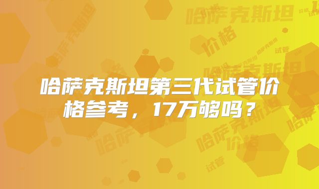 哈萨克斯坦第三代试管价格参考,17万够吗?