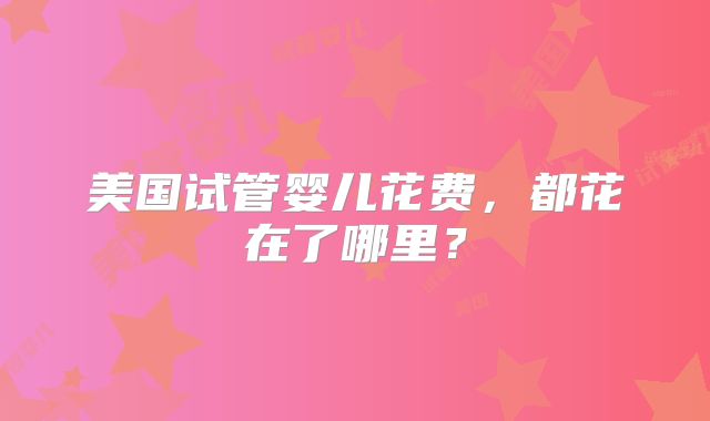 美国试管婴儿花费，都花在了哪里？