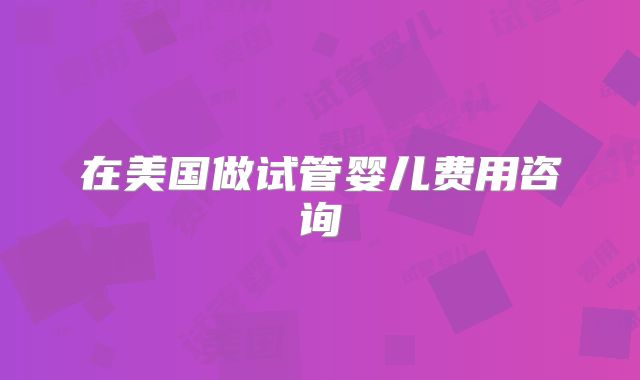 在美国做试管婴儿费用咨询