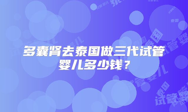 多囊肾去泰国做三代试管婴儿多少钱?