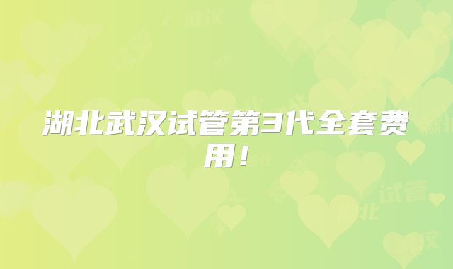 湖北武汉试管第3代全套费用！