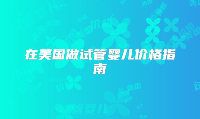 在美国做试管婴儿价格指南