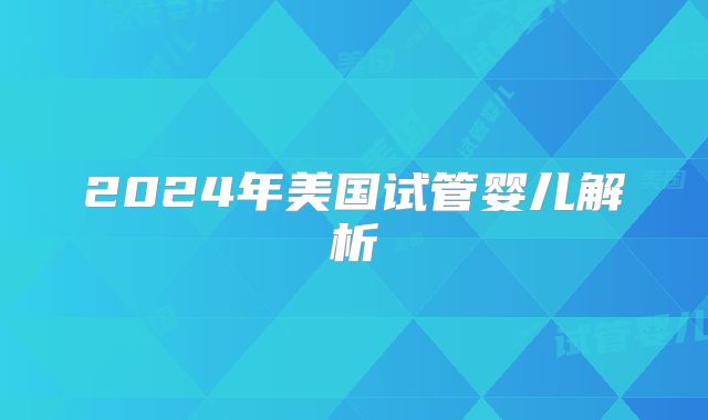 2024年美国试管婴儿解析