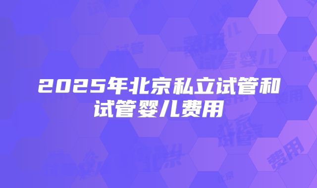 2025年北京私立试管和试管婴儿费用