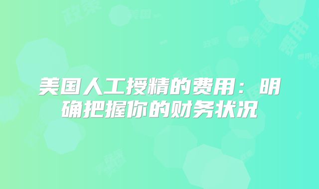美国人工授精的费用：明确把握你的财务状况