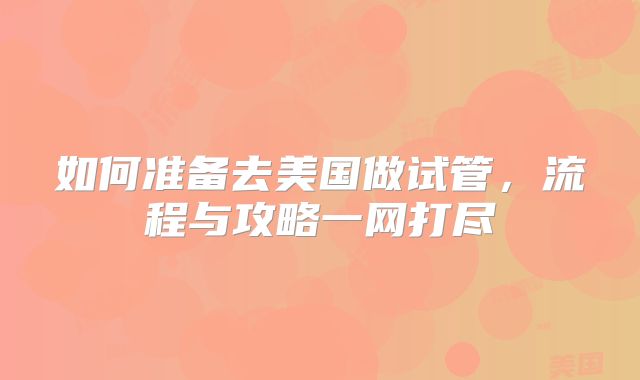 如何准备去美国做试管,流程与攻略一网打尽