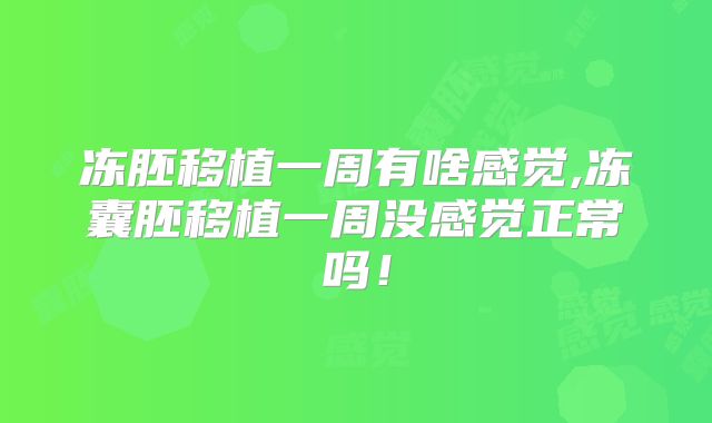 冻胚移植一周有啥感觉,冻囊胚移植一周没感觉正常吗！