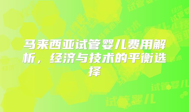 马来西亚试管婴儿费用解析,经济与技术的平衡选择