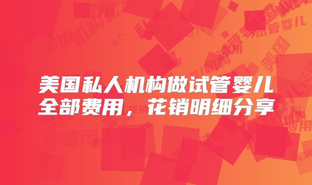 美国私人机构做试管婴儿全部费用，花销明细分享