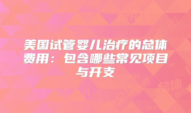 美国试管婴儿治疗的总体费用:包含哪些常见项目与开支