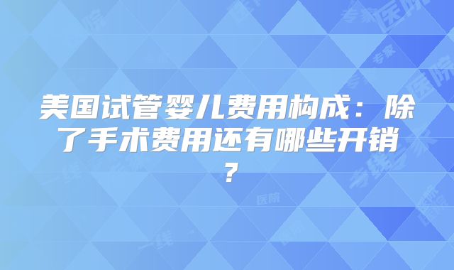 美国试管婴儿费用构成：除了手术费用还有哪些开销？