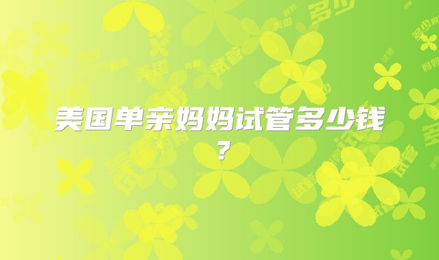 美国单亲妈妈试管多少钱？