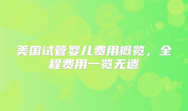 美国试管婴儿费用概览，全程费用一览无遗