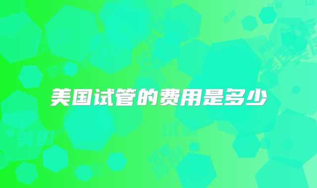 美国试管的费用是多少