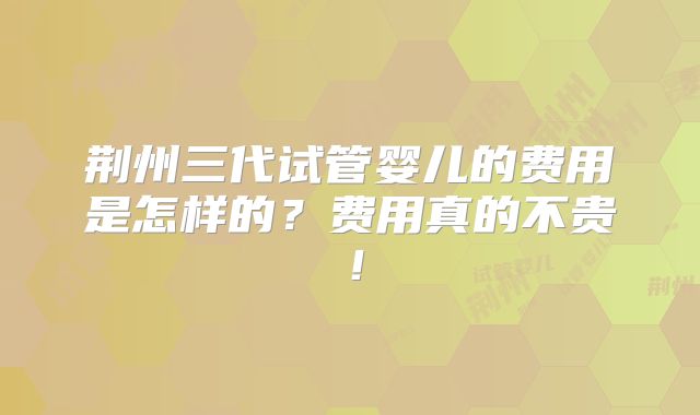 荆州三代试管婴儿的费用是怎样的？费用真的不贵！