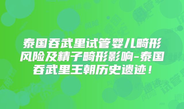 泰国吞武里试管婴儿畸形风险及精子畸形影响-泰国吞武里王朝历史遗迹!