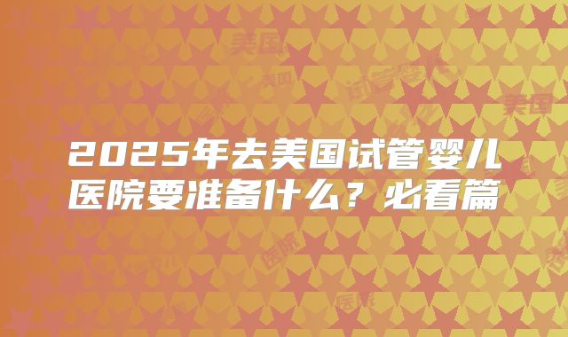 2025年去美国试管婴儿医院要准备什么？必看篇