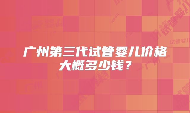 广州第三代试管婴儿价格大概多少钱？