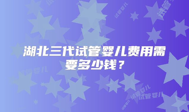 湖北三代试管婴儿费用需要多少钱?