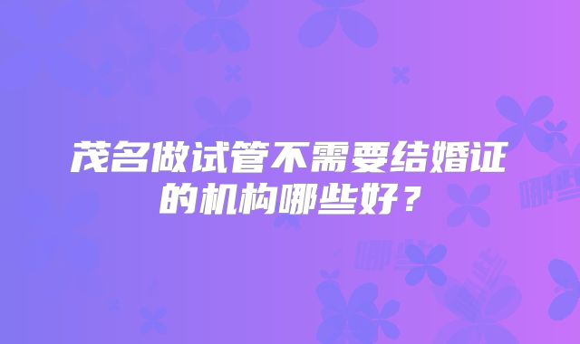 茂名做试管不需要结婚证的机构哪些好？