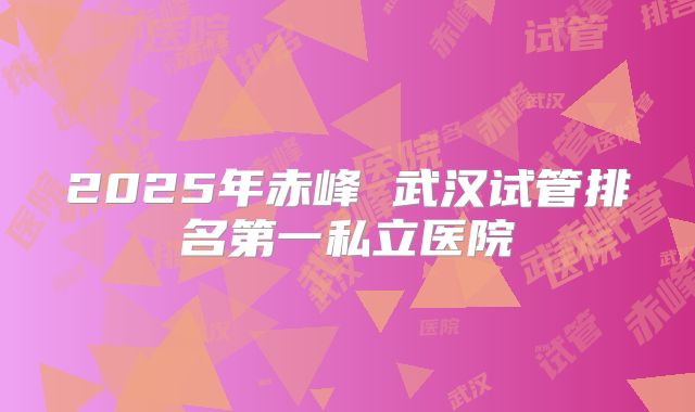 2025年赤峰 武汉试管排名第一私立医院
