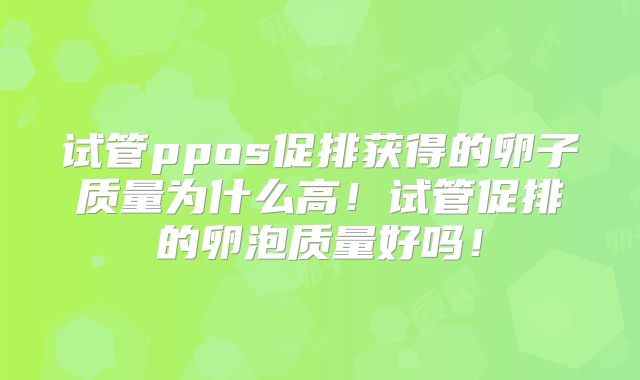 试管ppos促排获得的卵子质量为什么高！试管促排的卵泡质量好吗！
