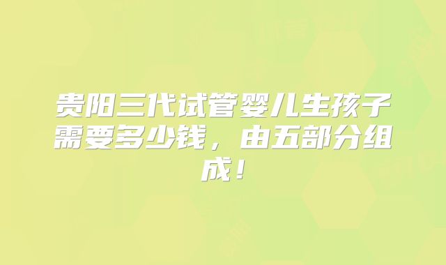 贵阳三代试管婴儿生孩子需要多少钱,由五部分组成!