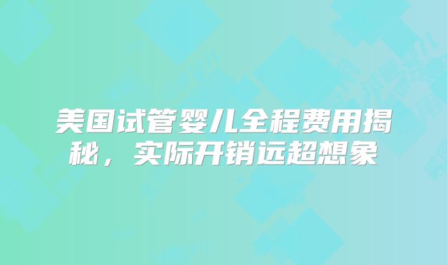 美国试管婴儿全程费用揭秘，实际开销远超想象
