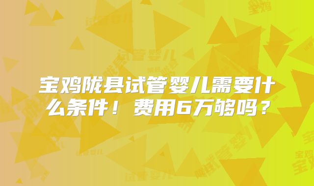 宝鸡陇县试管婴儿需要什么条件！费用6万够吗？