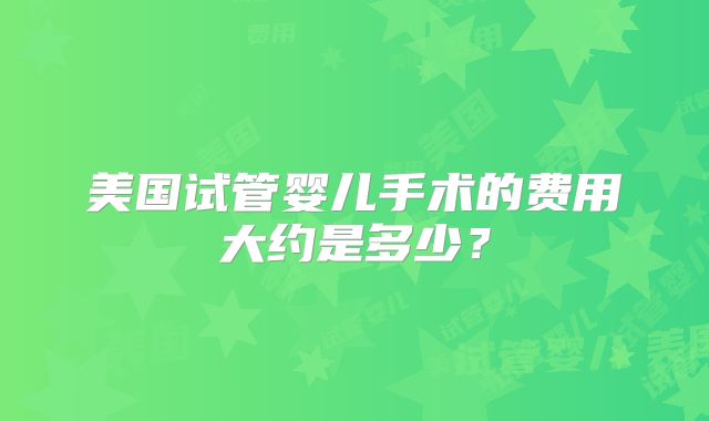美国试管婴儿手术的费用大约是多少？