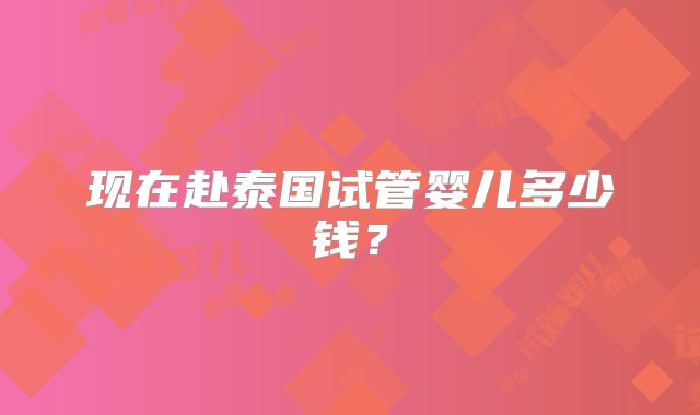 现在赴泰国试管婴儿多少钱？