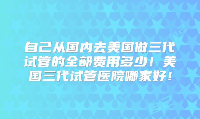 自己从国内去美国做三代试管的全部费用多少!美国三代试管医院哪家好!