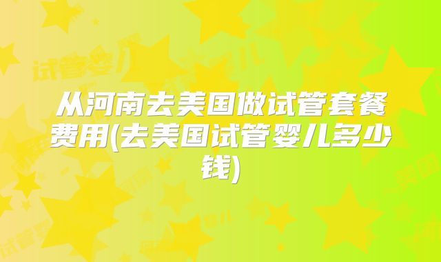 从河南去美国做试管套餐费用(去美国试管婴儿多少钱)