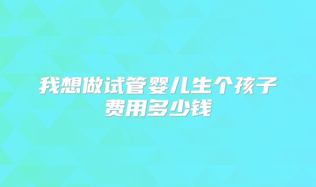 我想做试管婴儿生个孩子费用多少钱