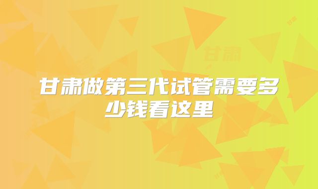 甘肃做第三代试管需要多少钱看这里