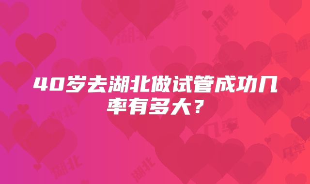 40岁去湖北做试管成功几率有多大?