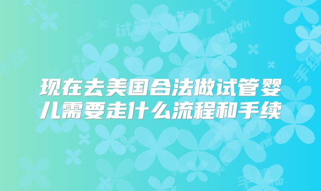 现在去美国合法做试管婴儿需要走什么流程和手续