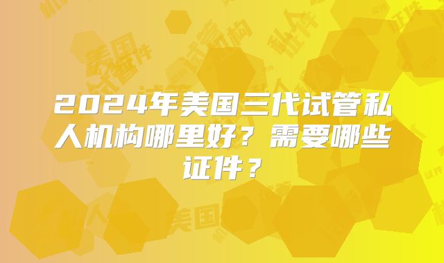 2024年美国三代试管私人机构哪里好？需要哪些证件？