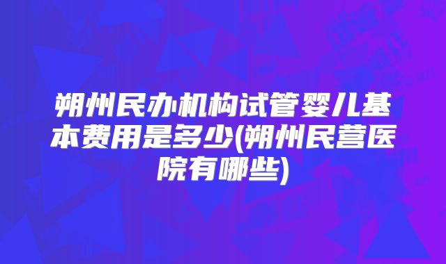 朔州民办机构试管婴儿基本费用是多少(朔州民营医院有哪些)