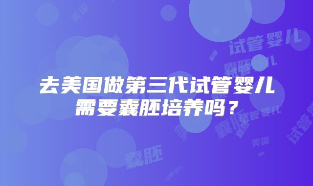 去美国做第三代试管婴儿需要囊胚培养吗？