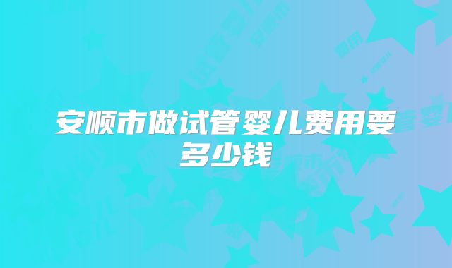 安顺市做试管婴儿费用要多少钱
