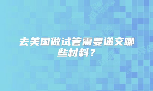 去美国做试管需要递交哪些材料?