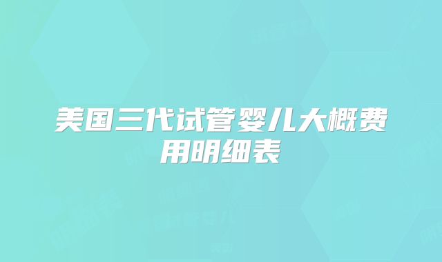 美国三代试管婴儿大概费用明细表
