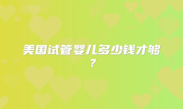 美国试管婴儿多少钱才够？