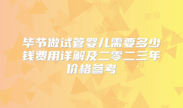 毕节做试管婴儿需要多少钱费用详解及二零二三年价格参考