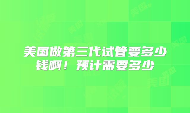 美国做第三代试管要多少钱啊！预计需要多少